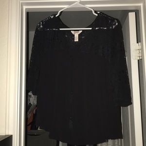 Black lace shoulder top